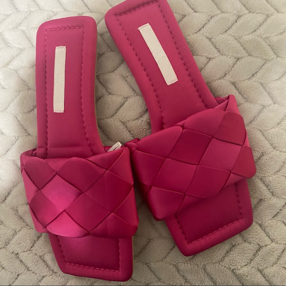 Satin Hot Pink Sandals- NWOT
